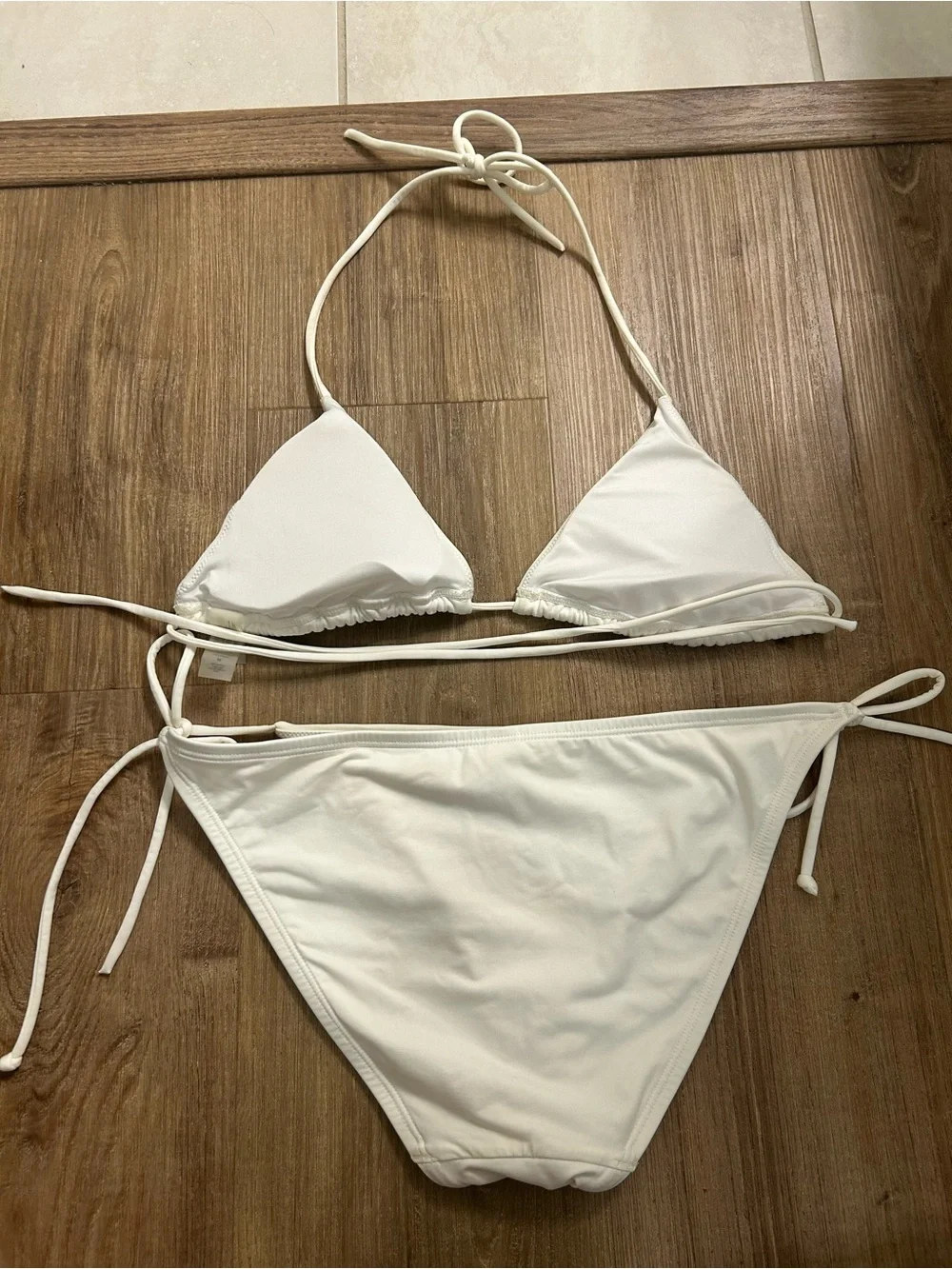 Victoria’s Secret White Beaded Triangle Bikini Set